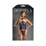 Fantasy Lingerie Domina Gartered Mesh Monowire Bustier with Detachable Choker Halter & G - String M/L - Royal Sins