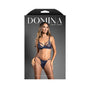 Fantasy Lingerie Domina Metallic Cage Bra with Openable Mesh Cups & Crotchless Panty L/XL - Royal Sins
