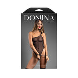 Fantasy Lingerie Domina One - Shoulder Mesh Teddy & Matching Rope Cuffs; Silver Hardware L/XL - Royal Sins