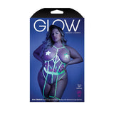 Fantasy Lingerie Glow In A Trance Open - Cup Crotchless Teddy Neon Chartreuse Queen - Royal Sins