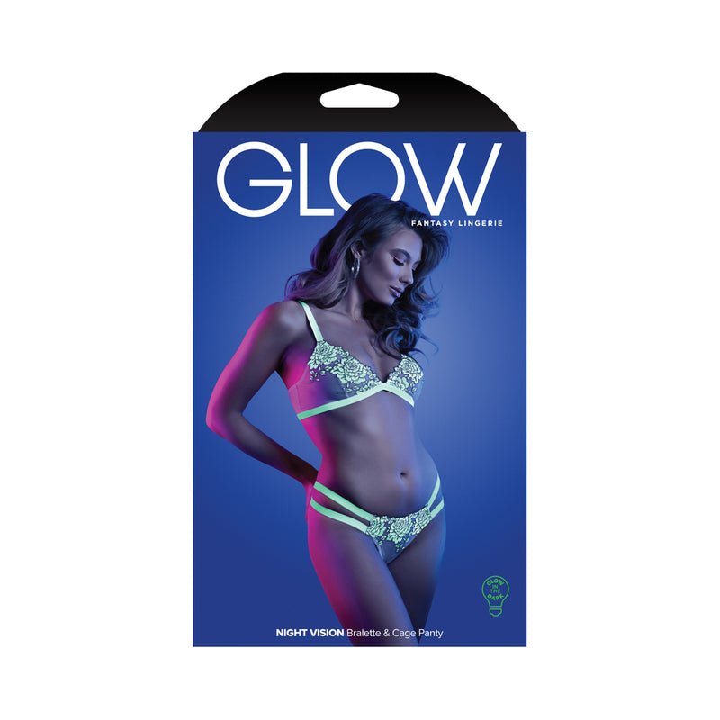 Fantasy Lingerie Glow Night Vision Glow - In - The - Dark Lace Bralette & Panty White L/XL - Royal Sins