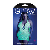 Fantasy Lingerie Glow Shock Value Halter Dress Neon Green Queen Size - Royal Sins