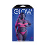 Fantasy Lingerie Glow Slow Motion Peek - A - Boo Bra & Panty Neon Pink Queen Size - Royal Sins