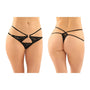 Fantasy Lingerie Jasmine Strappy Lace Thong With Front Keyhole Cutout 6 - Pack Black L/XL - Royal Sins