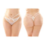Fantasy Lingerie Jasmine Strappy Lace Thong With Front Keyhole Cutout 6 - Pack Queen Size White - Royal Sins