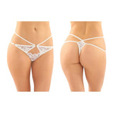Fantasy Lingerie Jasmine Strappy Lace Thong With Front Keyhole Cutout 6 - Pack White L/XL - Royal Sins