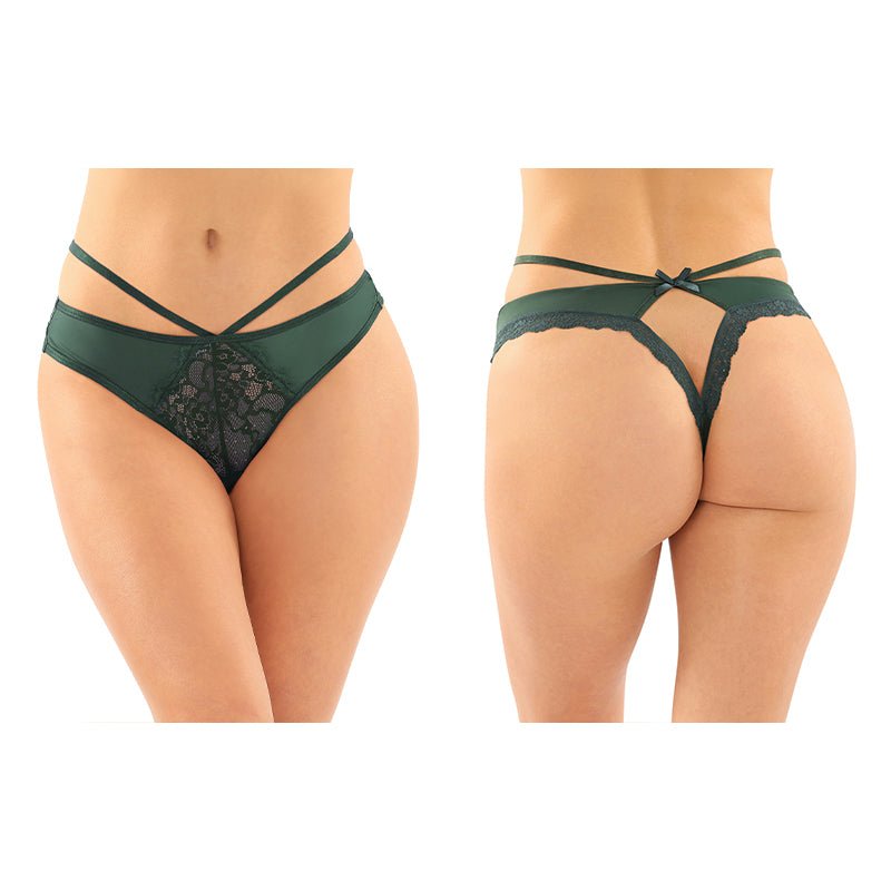 Fantasy Lingerie Kalina Strappy Microfiber & Lace Thong With Back Cutout 6 - Pack Green S/M - Royal Sins