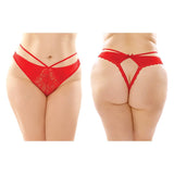 Fantasy Lingerie Kalina Strappy Microfiber & Lace Thong With Back Cutout 6 - Pack Red Queen Size - Royal Sins