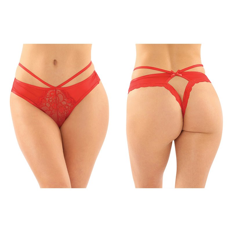 Fantasy Lingerie Kalina Strappy Microfiber & Lace Thong With Back Cutout 6 - Pack Red S/M - Royal Sins