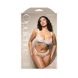 Fantasy Lingerie Opulence Metallic Embroidered Bra with Pearl Underwire Cups & Pearl Panty Queen Size - Royal Sins