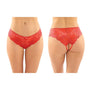 Fantasy Lingerie Poppy Crotchless Floral Lace Panty 6 - Pack Red S/M - Royal Sins