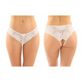 Fantasy Lingerie Poppy Crotchless Floral Lace Panty 6 - Pack White S/M - Royal Sins
