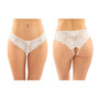 Fantasy Lingerie Poppy Crotchless Floral Lace Panty 6 - Pack White S/M - Royal Sins