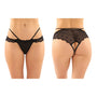 Fantasy Lingerie Posey Strappy Lace & Microfiber Crotchless Panty 6 - Pack Black L/XL - Royal Sins