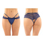 Fantasy Lingerie Posey Strappy Lace & Microfiber Crotchless Panty 6 - Pack Navy S/M - Royal Sins