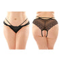 Fantasy Lingerie Posey Strappy Lace & Microfiber Crotchless Panty 6 - Pack Queen Size Black - Royal Sins