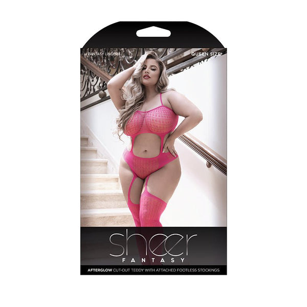 Fantasy Lingerie Sheer Afterglow Cutout Teddy Berry Pink Queen - Royal Sins