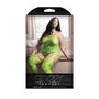 Fantasy Lingerie Sheer Cosmic Love Strappy Geometric Gartered Bodystocking Neon Green Queen Size - Royal Sins