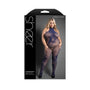 Fantasy Lingerie Sheer Legendary Crotchless High Neck Dragon Pattern Bodystocking Queen Size - Royal Sins