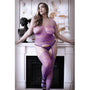 Fantasy Lingerie Sheer Purple Haze Strappy Garter Body Stocking Purple Queen Size - Royal Sins