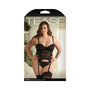 Fantasy Lingerie Tease Parker Gartered Lace Bustier & Panty Black 1XL/2XL - Royal Sins