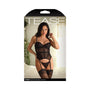 Fantasy Lingerie Tease Parker Gartered Lace Bustier & Panty Black M/L - Royal Sins