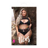 Fantasy Lingerie Vibes Fuck Labels Keyhole Top & High - Waist Bottom Black Queen - Royal Sins