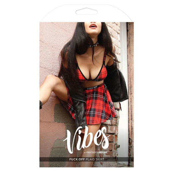 Fantasy Lingerie Vibes Fuck Off Plaid Skirt L/XL - Royal Sins