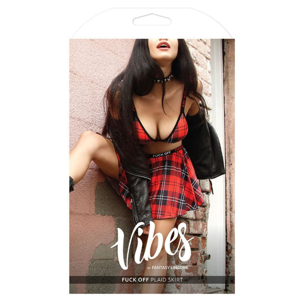 Fantasy Lingerie Vibes Fuck Off Plaid Skirt S/M - Royal Sins