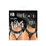 Fantasy Lingerie Vibes Icy Girl Buddy Pack 2 - piece Metallic Boyfriend Brief & Lace Thong Black/Silver S/M - Royal Sins