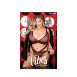 Fantasy Lingerie Vibes So Juicy Strappy Bralette & Panty Queen Size Black - Royal Sins