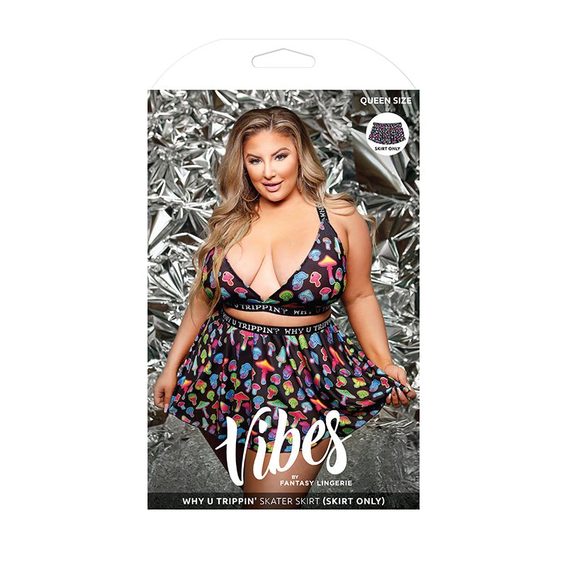 Fantasy Lingerie Vibes Why U Trippin' Skater Skirt Queen Size Black - Royal Sins