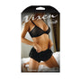 Fantasy Lingerie Vixen All The Feels Striped Mesh Bralette & Shorties Black L/XL - Royal Sins