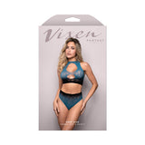 Fantasy Lingerie Vixen Deep Dive Ombre Leopard Knit Cut - Out Top & Panty Black/Blue O/S - Royal Sins