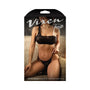 Fantasy Lingerie Vixen Do Not Disturb Pearl Bralette & Crotchless Pearl Thong Black L/XL - Royal Sins