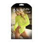 Fantasy Lingerie Vixen Electric Love Long Sleeve Lace Bodysuit Neon Yellow O/S - Royal Sins