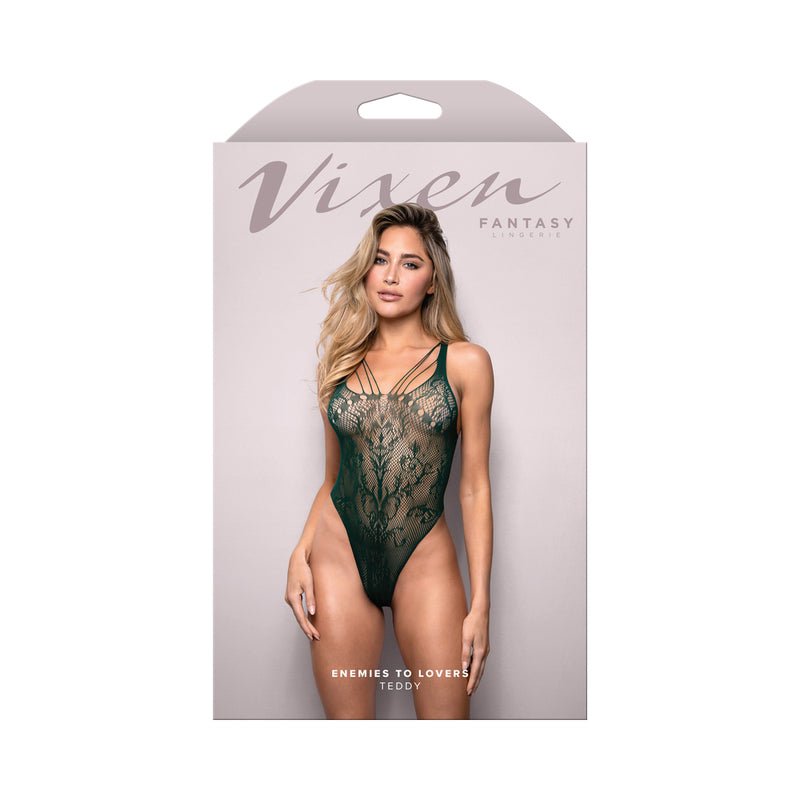 Fantasy Lingerie Vixen Enemies To Lovers Seamless Lace Teddy Green O/S - Royal Sins