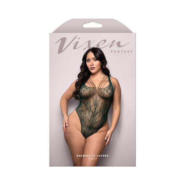 Fantasy Lingerie Vixen Enemies To Lovers Seamless Lace Teddy Green Queen Size - Royal Sins