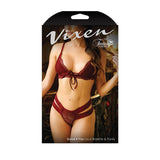 Fantasy Lingerie Vixen Good 4 You Lace Triangle Bralette & Panty Burgundy L/XL - Royal Sins