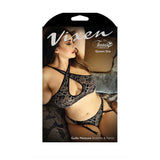Fantasy Lingerie Vixen Guilty Pleasure Bralette & Panty Black L/XL - Royal Sins