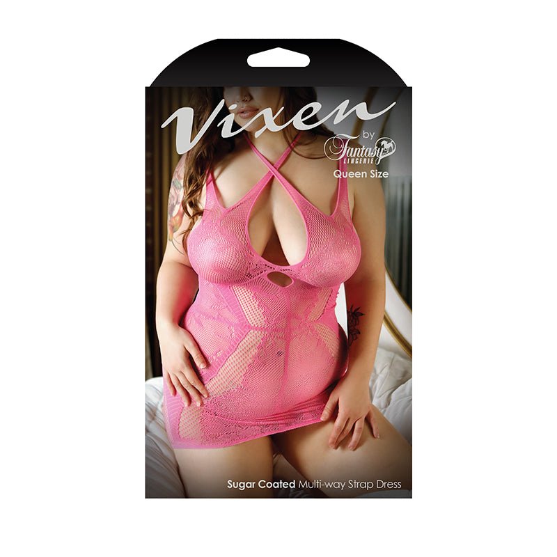 Fantasy Lingerie Vixen Sugar Coated Multi - Way Strap Dress Pink Queen Size - Royal Sins