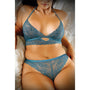 Fantasy Lingerie Vixen Teal Me About It Scalloped Lace Bralette With Matching Panty Teal Queen Size - Royal Sins
