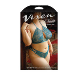 Fantasy Lingerie Vixen Teal Me No Lies Criss - Cross Lace Halter Bralette & Panty Teal Queen - Royal Sins