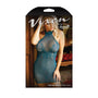 Fantasy Lingerie Vixen Teal Me When Halter Net Dress With Floral Lace Design Teal O/S - Royal Sins