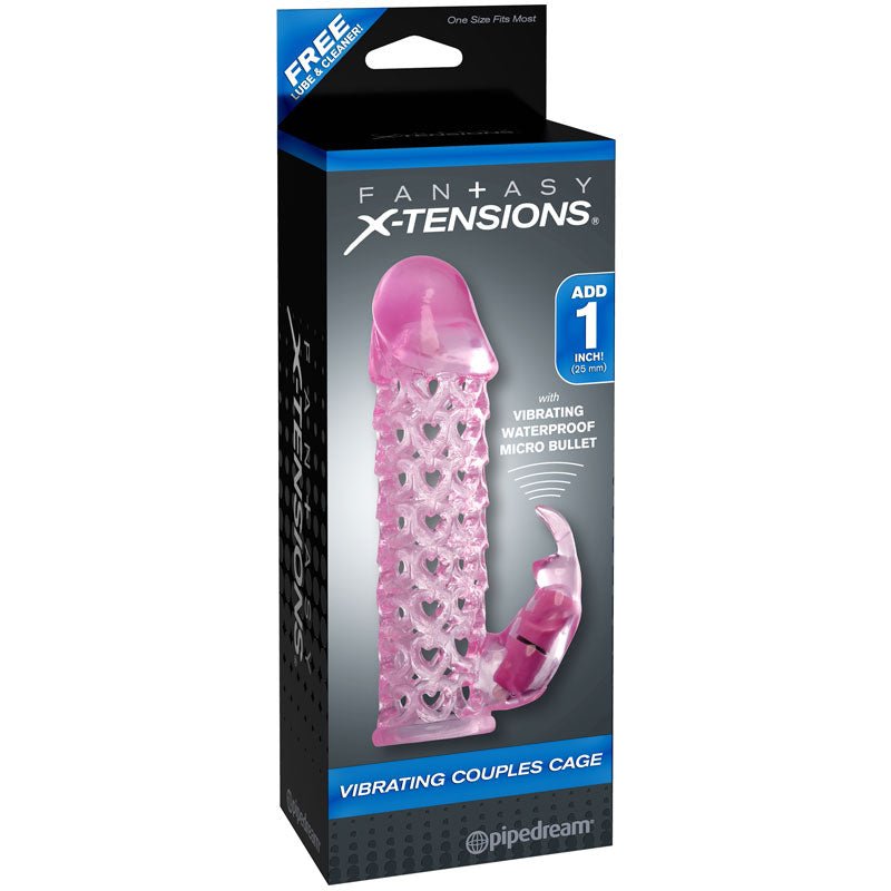 Fantasy X - tensions Vibrating Couples Cage 1 in. Extension Pink - Royal Sins