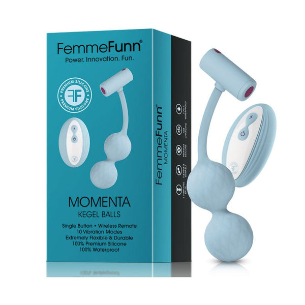 FemmeFunn Momenta Rechargeable Remote - Controlled Silicone Kegel Balls Light Blue - Royal Sins