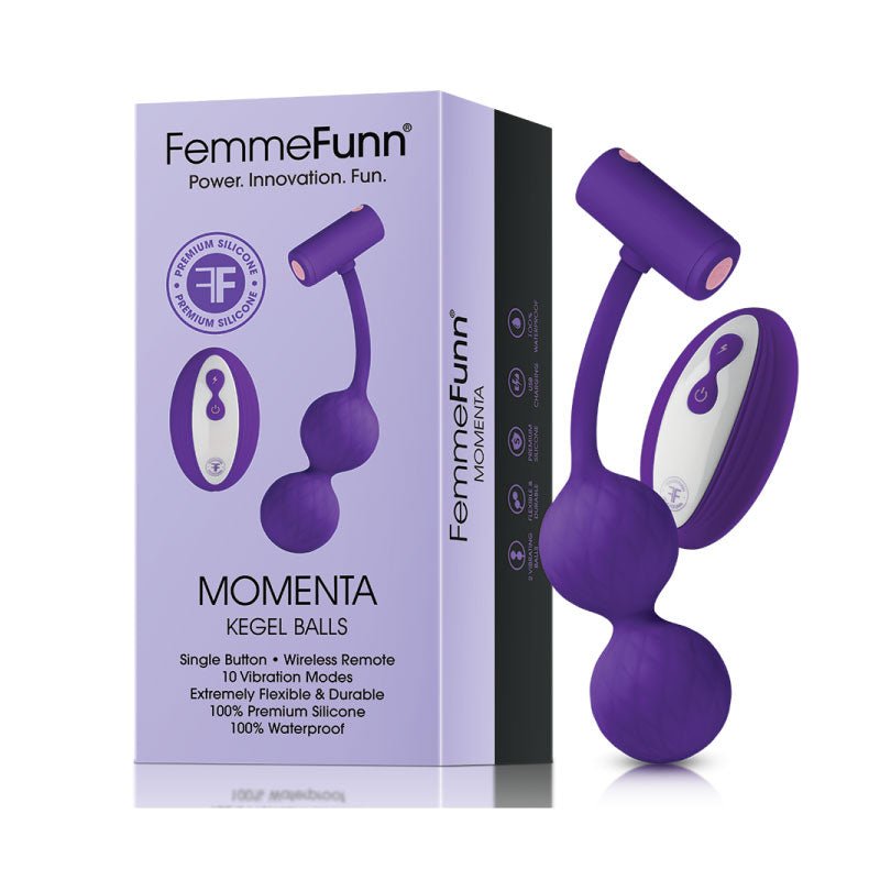 FemmeFunn Momenta Rechargeable Remote - Controlled Silicone Kegel Balls Purple - Royal Sins