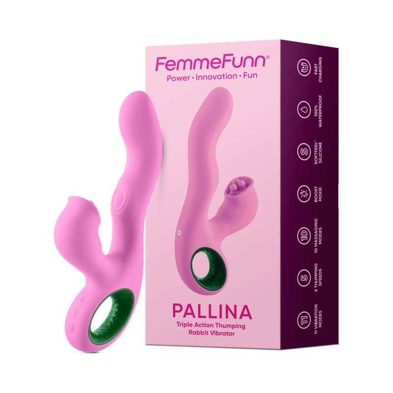 FemmeFunn Pallina Triple Action Thumping Rabbit Vibrator Pink - Royal Sins