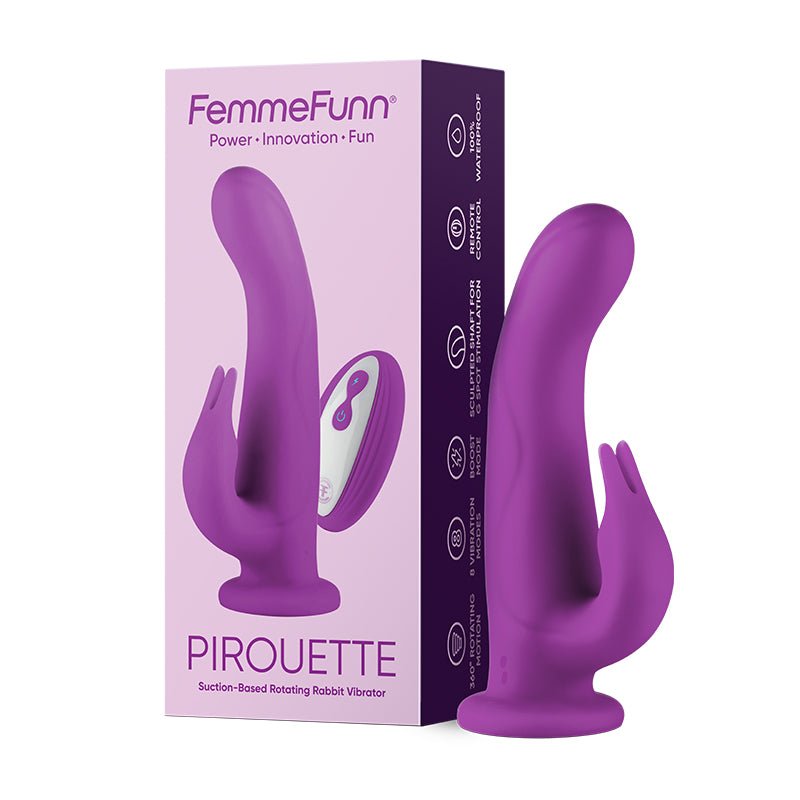 FemmeFunn Pirouette 8 in. Dual - Stimulation Rotating Vibrating Dildo Purple - Royal Sins