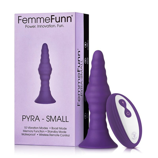 FemmeFunn Pyra Rechargeable Remote - Controlled Silicone Vibrating Anal Plug Small Dark Purple - Royal Sins